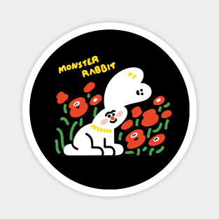 Monster Rabbit and Smile Flowers Magnet